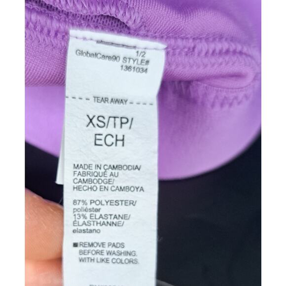 Under Armour Sports Bra XS Purple Criss Cross Back‎ Logo Band Flawed - Picture 4 of 5